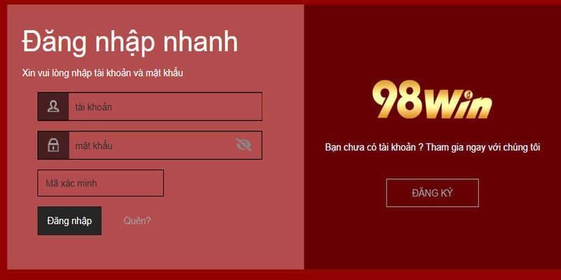 Cách đăng nhập 98WIN rất đơn giản cho người mới tham gia